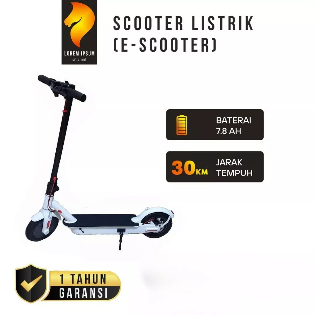 E-Scooter Listrik Ban 8,5 inch & Ban 10 inch Baterai 7,8 Ah