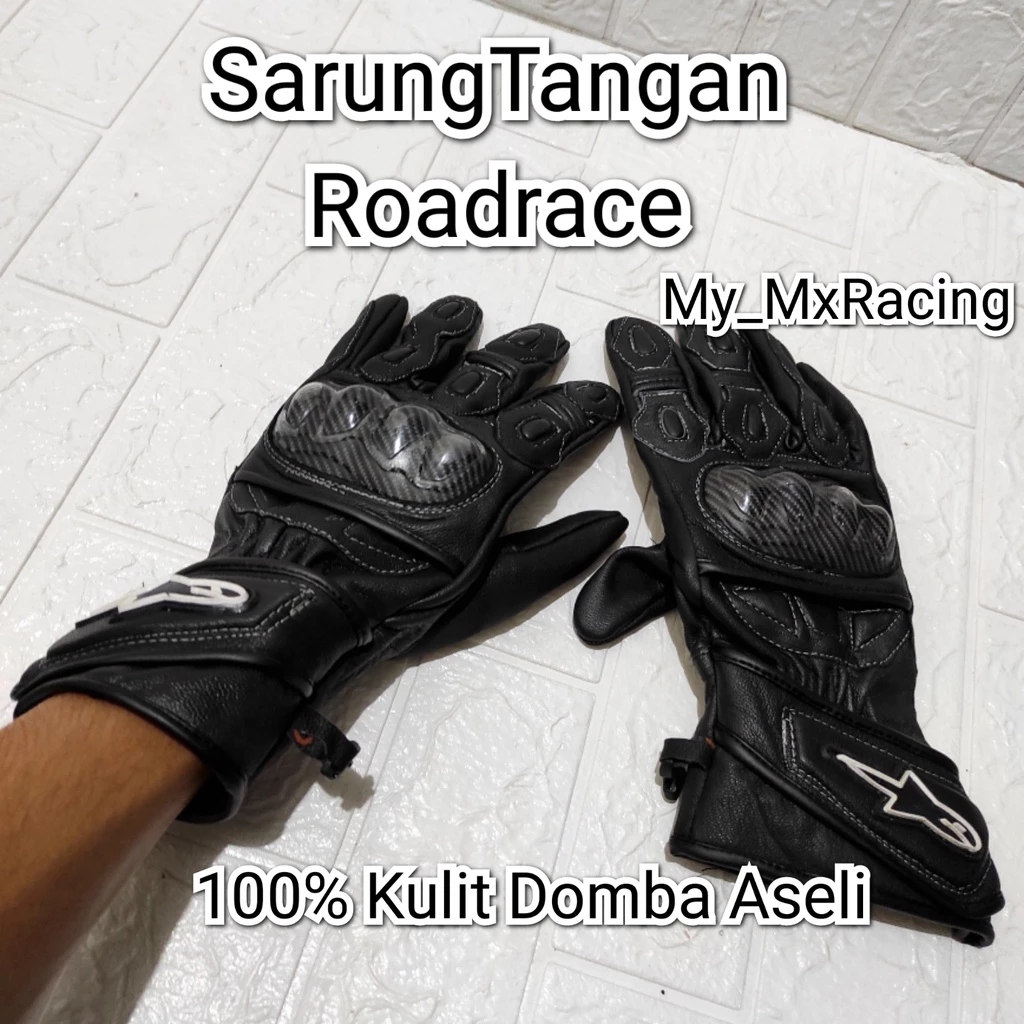 Sarung Tangan Roadrace Hitam Original Kulit Domba Asli